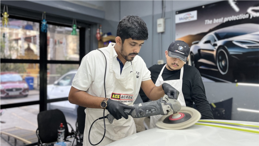 Dot41 Academy trainee learning professional paint correction